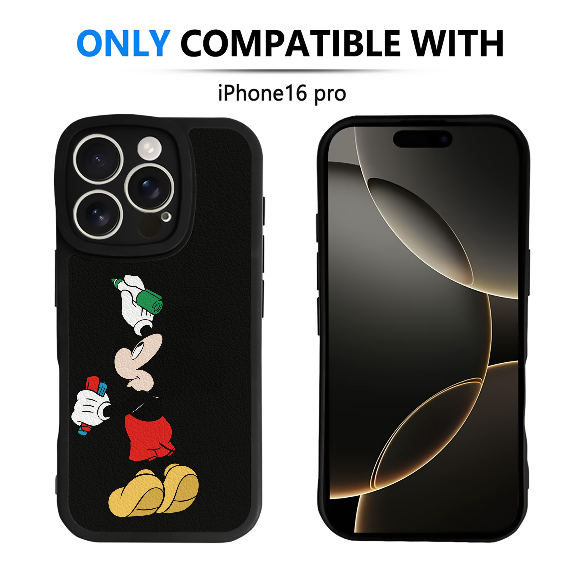 （画像用） ミッキーマウス Mickey Mouse 【iPhone 16シリーズ対応】シリコンスマホケース（レザー調） 材質：シリコン